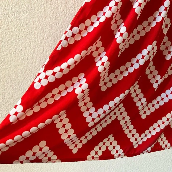 Red dress with white chevron dot print by Pink Owl, size S - Picture 4 of 9